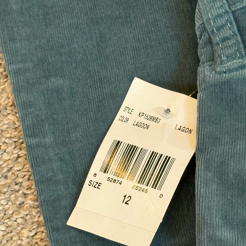 Women’s Kut from the Kloth High Rise Ana Fab AB Flare Corduroy Sz 12 Lagoon - Picture 4 of 12